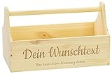 LAUBLUST Geschenkkorb Holz Personalisiert - Präsentkorb mit Wunsch-Gravur - 6 Schriftarten - ca. 34x18x20cm, Natur