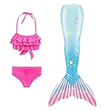 UKKO Meerjungfrauenschwanz Meerjungfrau Schwanz Badeanzug Mit Flosse Für Kinder Mädchen Urlaub Kleid Kostüm Badeanzug Ankunft Regenbogen Rosa Farbe