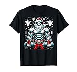 Lustige Weihnachten Workout Kreuzheben Santa Gewichtheben Für Männer T-Shirt