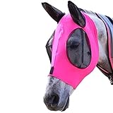 Coolga Anti-Fly Mesh Equine Mask Elastic Horse Fly Mask with Ears Breathable Mesh Visible Cover Anti-Fly Mesh Equine Masks Equestrian Equipment for Horses