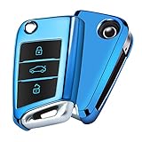 QBUC Autoschlüssel Hülle für VW, TPU Schlüsselbox Schlüsselabdeckung für Autostaubabdeckung Schlüsselhülle Cover für VW Golf/Touran L (Blau)
