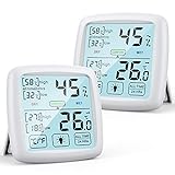 NIXIUKOL Hygrometer Innen Thermometer Digital Raumthermometer mit hohen Genauigkeit, Komfortanzeige, Luftfeuchtigkeitsmessgerät, Thermo-Hygrometer für Zuhause, Babyraum, Wohnzimmer, Weiß, 2 Stück