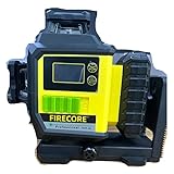 Firecore Kreuzlinienlaser 4 x 360 mit Litium-Ionen Batterie, Grün Selbstnivellierend Laser, Linienlaser mit Bildschirm, enthält Hartschalenkoffer,Fernbedienung und Hubtisch -F95T-4G