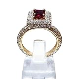 SANWOOD Ring, Quadratische Rose Rote Legierung Zirkon Ring Damen Mode Geschenk Schmuck US 11