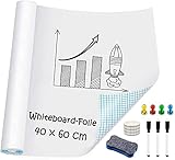 Whiteboard Folie, Selbstklebende Weißwandtafel Folie Wiederbeschreibbar Magnetisches Whiteboard Sticker DIY Whiteboardfolie Kreidetafel Wandaufkleber für Büro Schule Zuhause Küche (40 X 60 CM)