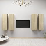 WKIEQACO Entertainment Centers & TV-Ständer, TV-Schränke, 4 Stück, Sonoma-Eiche, 30,5 x 30 x 110 cm, Holzwerk