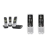 Gigaset C430A Trio 3 schnurlose Telefone mit Anrufbeantworter schwarz-Silber & C430HX Duo - 2 DECT-Telefone schnurlos für Router - 1,8 Zoll Farbdisplay - 2 Mobilteile mit Ladeschalen, Schwarz-Silber