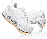 YGKOIH 2 in 1 Shoes with Wheels Multifunctional 4 Wheel Shoes with Roller Skates Deformation Shoes for Men Women and Children