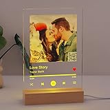 iDIY Song Cover Glas Bild mit Foto Spotify Glas Personalisiert LED Personalisierte Geschenke für Männer Frauen Geburtstagsgeschenk für Freund Freundin Partner Weihnachten Valentinstag