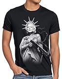 style3 Marilyn Liberty Tattoo T-Shirt Herren Freiheitsstatue USA New York, Größe:XL, Farbe:Schwarz