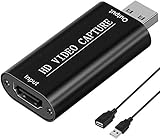 Video-Capture Card, 4K HDMI zu USB 3.0 Video-Capture Device, 1080P HD 30fps Übertragung Live und Record Video Audio Grabber für Gaming, Unterricht, Streaming, Videokonferenz (schwarz)