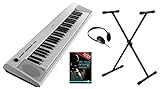 Yamaha Piaggero NP-12WH Portable Piano Set (61 anschlagdynamische Tasten, 10 Top-Sounds, Record-Funktion,inkl. Keyboardständer, Kopfhörer und Klavierschule, USB to Host, Batteriebetrieb möglich) weiss