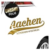 Kiwistar - Autoaufkleber - Aachen Nordrhein-Westfalen - Goldchrom - 20x8cm - Aufkleber für Auto, Laptop, Fahrrad, LKW, Motorrad mehrfarbig JDM Decal Racing