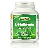 L-Methionin, 500 mg, hochdosiert, 120 Kapseln, vegan - wichtige und essentielle Aminosäure. Baustoff für Proteine. OHNE künstliche Zusätze, ohne Gentechnik.