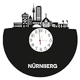 Wanduhr Nürnberg Skyline, hochwertige Acrylglas Uhr mit lautlosem Quarzwerk, 3mm Stärke