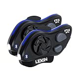 LEXIN FT4Pro Helm Intercom mit Scheinwerfer, Motorrad Bluetooth Headset für Navigationsgerät und Handy, Schneemobil Gegensprechanlage vom Motorräder oder Sozia Doppelpack