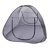 Windhager POP-UP Moskitonetz Zelt, großes Mückennetz für Doppelbett, Camping Netz, Insektenschutz, Mückenschutz, Bettnetz, Fliegennetz Zelt, 140 x 200cm, anthrazit, 03274