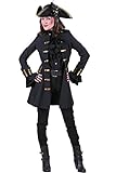 Piraten-Mantel in schwarz| Piraten-Gehrock | Piraten-Kostüm für Damen (XL)