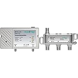 Axing BVS 2-01 Hausanschlussverstärker 25 dB für Kabelfernsehen digital (47-862 MHz) & BVE 30-01 3-Fach BK-Verteiler (5-1000 MHz) für Kabelfernsehen und DVB-T2 HD, F-Anschlüsse