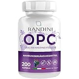 Bandini® OPC Traubenkernextrakt 1000mg (pro Tagesdosis) - 200 Hochdosierte Vegane Kapseln - Reines europäisches Trauben-OPC (95%) + Vitamin C - Laborgeprüft - Natürliches Antioxidans für den Kreislauf