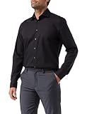 Seidensticker Herren Regular Bügelfrei Kent Langarm Business Shirt, Schwarz, 45 EU