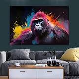 Graffiti-Kunst-Poster, bunter Gorilla, Leinwanddruck, Gemälde, Wildtiere, Ölgemälde, moderne Wandkunst, Bilder, Heimdekoration, 80 x 120 cm,
