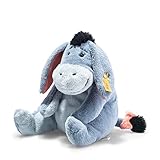 Steiff Disney Originals Esel I-Aah 25 cm blaugrau sitzend, Soft Cuddly Friends, Walt Disney Plüschfigur, Winnie Puuh Kuscheltier, Eeyore Stofftier aus Plüsch, Winnie the Pooh, w