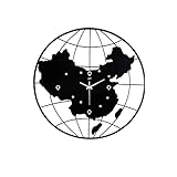 JRZTC Weltwanduhr, Weltkarte Wanduhr, Modernes Design Silent Wanduhr, Schwarz 54X54cm MDF Weltzeituhr Logo, Kontinente, Länder, Wanddekoration, Wandkunst