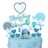 iZoeL Tortendeko Babyparty Junge Elefante Baby Boy Luftballon Sterne Kuchendeko Tortendekoration Taufe Baby Shower