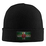 BD Backpack Dominica Flag Knit Beanie Wintermütze Wintermützen Strickmützen Beanie Mütze Knit Skull Cap Beanie für Damen Herren