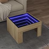 NQJIBUE Tische Couchtisch mit Infinity LED Sonoma Eiche 50x50x30cmMöb