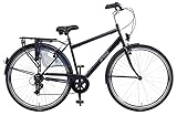 Amigo Style - Cityräder für Herren - Herrenfahrrad 28 Zoll - Geeignet ab 180-185 cm - Shimano 6 Gang-Schaltung - Citybike mit Handbremse, Beleuchtung und fahrradständer - Schwarz/Grau