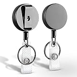 Rayong Ausweis Jojo 2 Stücke Schlüsselband Ausziehbar Metall Schlüsselanhänger Ausziehbar Schlüssel Jojo mit 65 cm Stahldrahtseil für Schlüssel Kartenhalter Ausweishalter