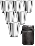 Outdoor Saxx® 6er Set Edelstahl-Schnaps-Becher mit Leder-Tasche, unzerb