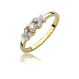 Damen Solitär Versprechen Ring Verlobungsring Antragsring 585 14k Gold Gelbgold natürlicher echt Diamant Brillanten