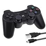 Lunriwis Wireless Controller für PS3, Wireless Controller Double Shock Gaming Controller 6-Achsen Bluetooth Gamepad Joystick mit kostenlosem Ladekabel für PS3 Controller
