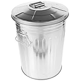 Amosfun Verzinkter Mülleimer Mit Deckel 8 L Runder Metall-Mülleimer Outdoor-Mülleimer Abfalleimer Im Landhausstil Für Rustikale Wohnkü