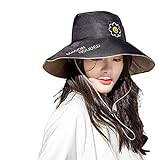 iSunday Damen Fischerhut, Hut mit Großer Krempe, Faltbarer Hut, Bequemer und Atmungsaktiver Hut, Sonnenschutz UPF30+, Geeignet für Outdoor-Reisen und Einkaufen (Schwarz)