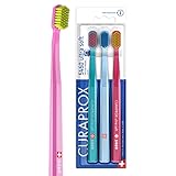 Curaprox Zahnbürste Set CS 5460-3er-Pack Ultra Soft Handzahnbürste für Erwachsene 5460 mit super weichen CUREN Borsten -Zufällige Farb