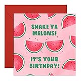 Central 23 - Lustige Geburtstagskarte - Shake Ya Melons - Pink Motiv - Freche Karte für Frauen - witziger Witz für Freunde - mit lustigen Aufkleb