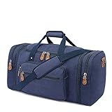 Canvas Reisetasche Vintage Weekender Größere Tasche, Unisex Sporttasche Travel Duffle Bag Urlaub Tasche (Dunkelblau, L)