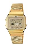 CASIO Damen Digital Quarz Uhr mit Edelstahl Armband A700WEMG-9AEF