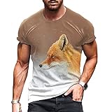 T-Shirt mit Tiermotiv, Baumwolle, für Herren, Sommer, modisch, Rundhalsausschnitt, kurzärmelig, 3D-Druck, T-Shirt, 300735, 3XL
