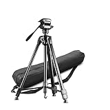 Mantona Basic Travel Pro VI Fotostativ – großes Aluminium Dreibein Videostativ mit Fluid-Neiger und Schnellwechselplatte, Höhe bis 172 cm, Traglast 5 kg, Ø Stativbeine 32 mm, schwarz, mit Tasche