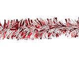 Creativery Weihnachtsgirlande Lametta 8cm x 2m Weihnachtsbaum Baumgirlande rot weiß