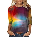 Farbblockdruck Langarmshirt Bluse Shirt Blusenshirts Criss Cross Mode|Vintage T-Shirt Damenblusen Tops Einfarbig Damen Reißverschluss Streetwear
