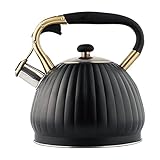 Hearthxy Wasserkessel Induktion Gasherd Camping Edelstahl Flötenkessel Teekessel Wasserkocher Pfeifkessel mit Hitzebeständiger und Rutschfester Griff für Tee Kaffee, GlasKeramikherd Elektroherd 3,5 L