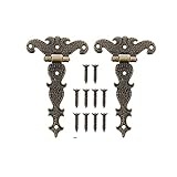 YIJIAN 2pcs Retro Bronze Zinklegungsscharniere mit 10 Schrauben antike Holzkasten dekorative Scharnier -Tür -Hardware