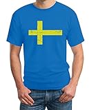 Schweden Flagge Fanshirt Fußball Olympiade T-Shirt XXL Hellblau