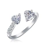 1X Damen Ring Schmuck Silber Herz Kristall Verstellbarer Offener Ring Hochzeit Daumen Knuckle Ring Nettes Design